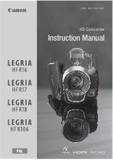 Canon Legria HF R18 manual. Camera Instructions.